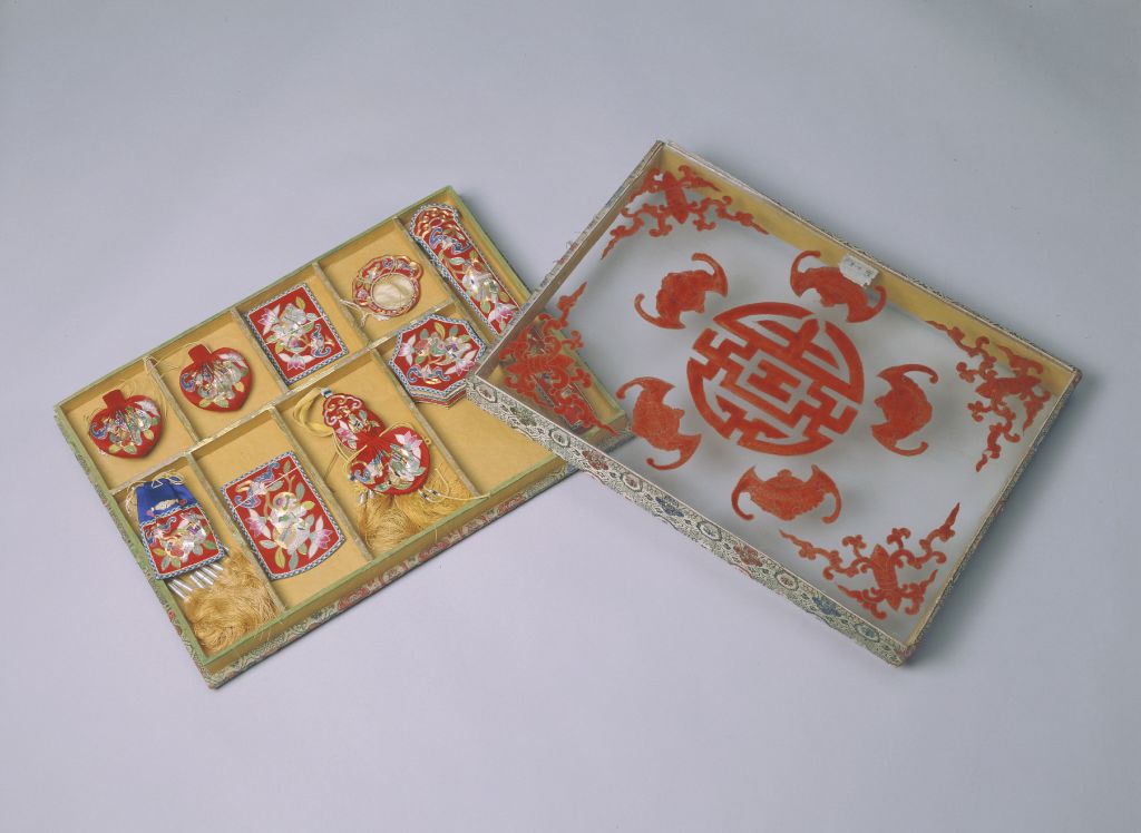 图片[1]-Red Satin Nail Silk Happiness and Longevity Pattern Work Plan-China Archive